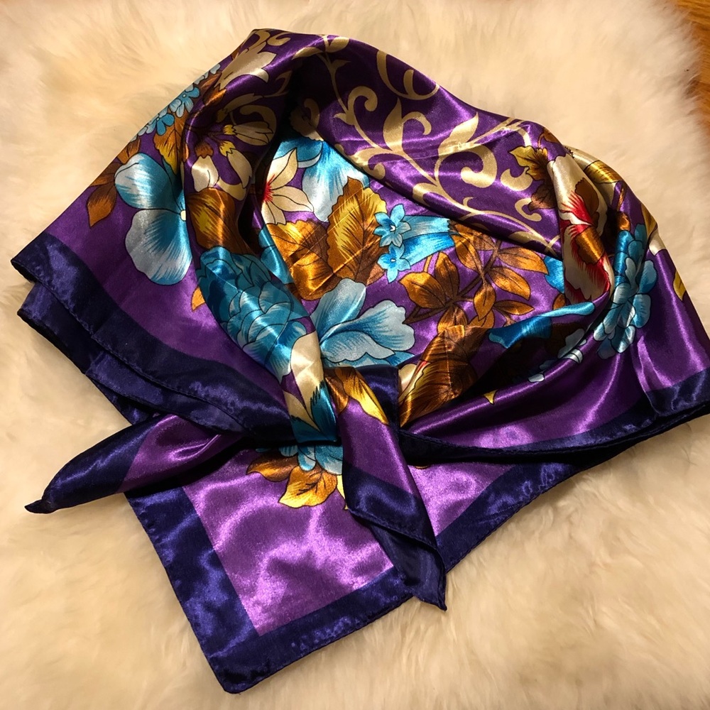 Royal Purple Floral Large Square Scarf